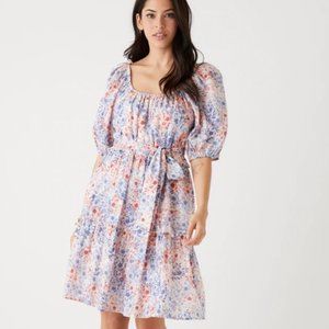 Fifteen Twenty Floral Tiered  Bohemian Floral Belted Cotton Dress Size M NWOT